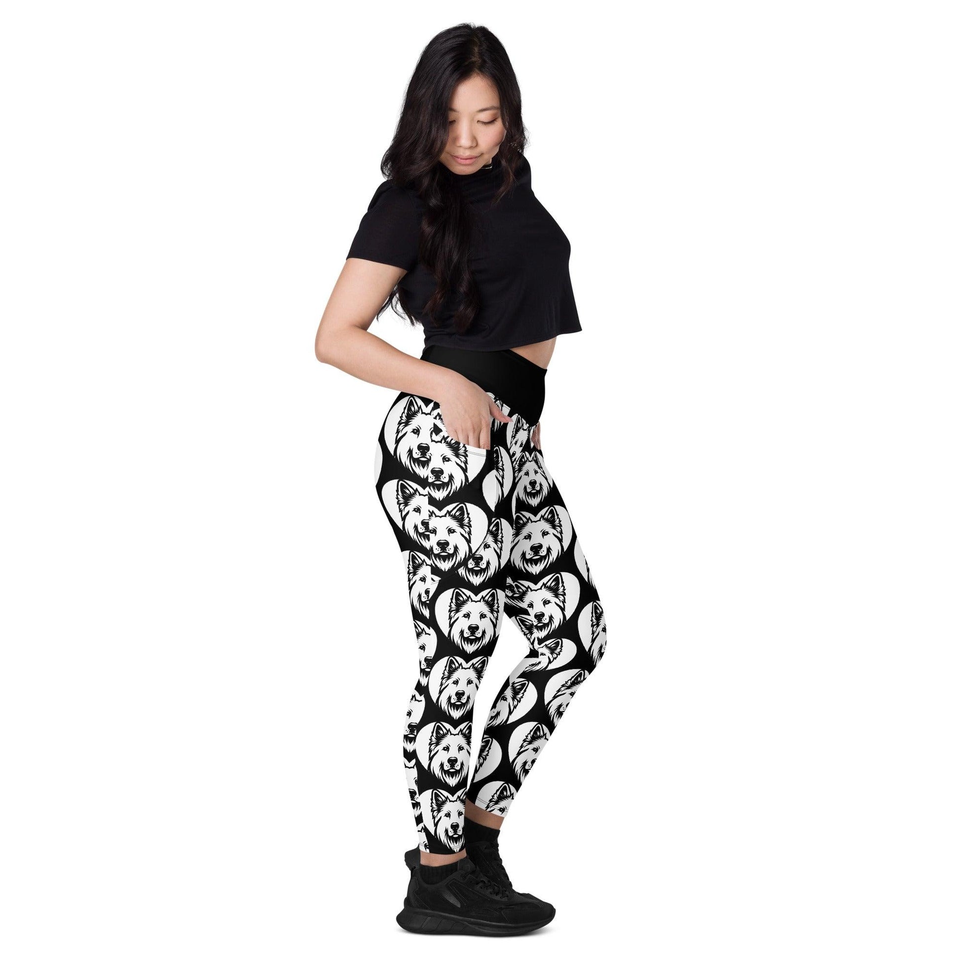 DOG BREED LEGGINGS with pockets - WHITE SHEPHERD - HERTTAHOUND | SHALMIAK