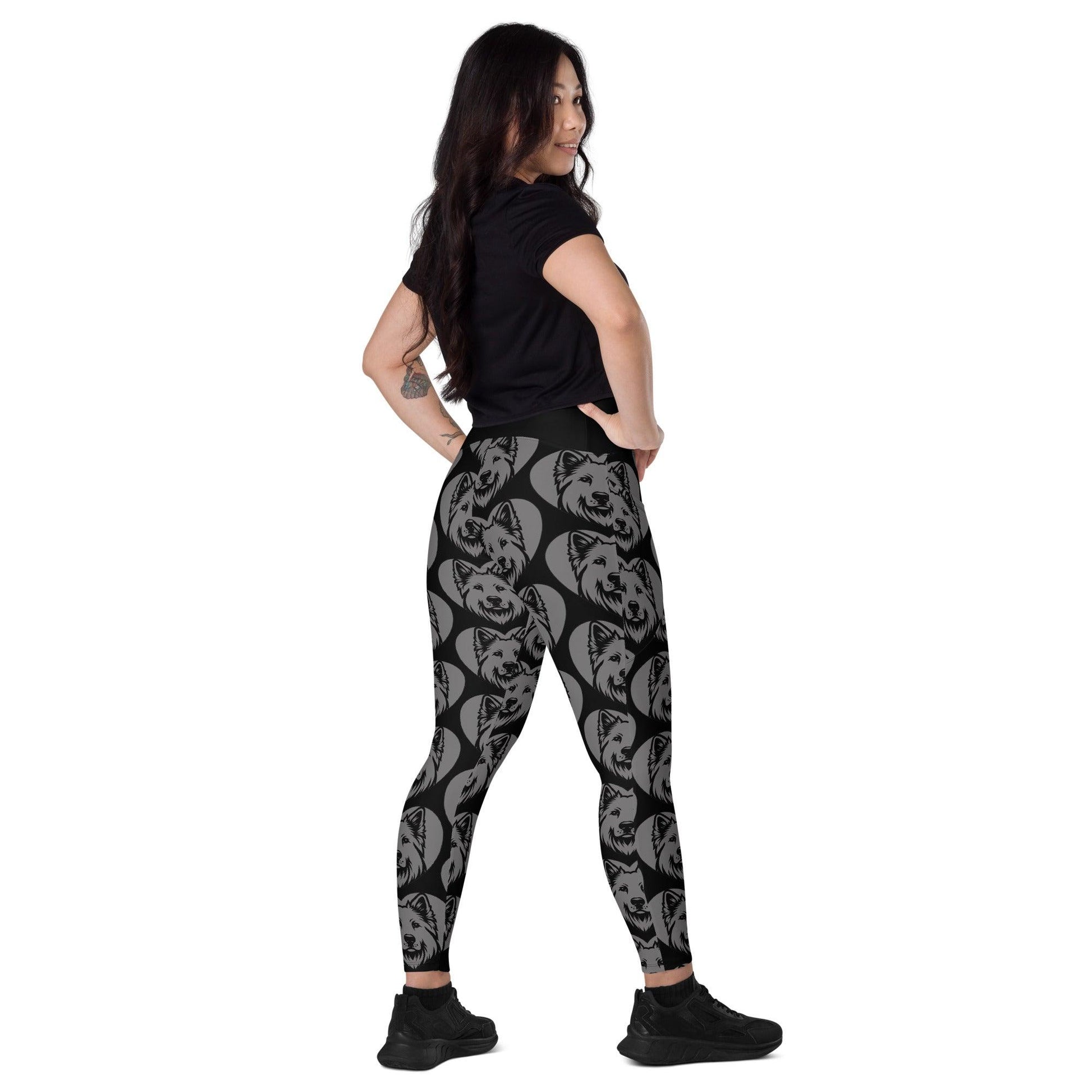 DOG BREED LEGGINGS with pockets - WHITE SHEPHERD - HERTTAHOUND - grey | SHALMIAK
