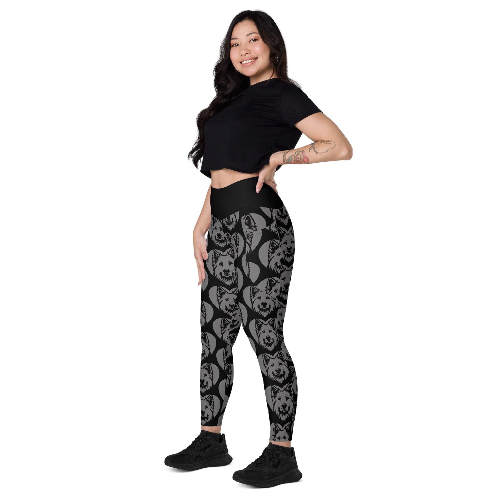 DOG BREED LEGGINGS with pockets - WHITE SHEPHERD - HERTTAHOUND - grey | SHALMIAK
