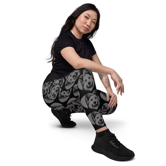 DOG BREED LEGGINGS with pockets - WHITE SHEPHERD - HERTTAHOUND - grey | SHALMIAK