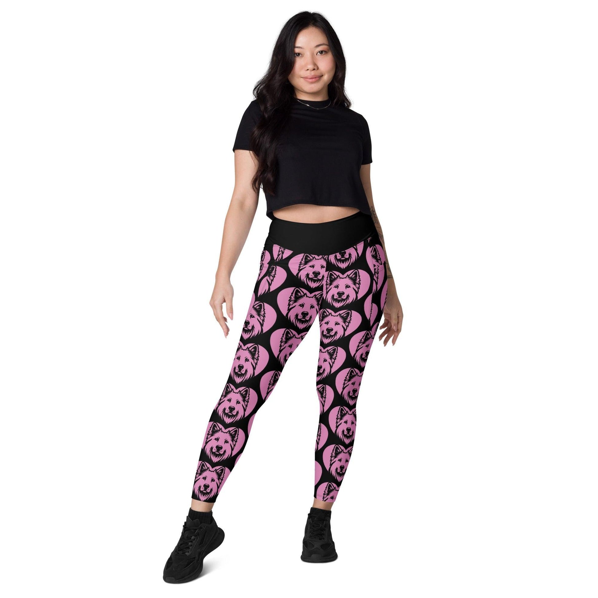 DOG BREED LEGGINGS with pockets - WHITE SHEPHERD - HERTTAHOUND - pink | SHALMIAK