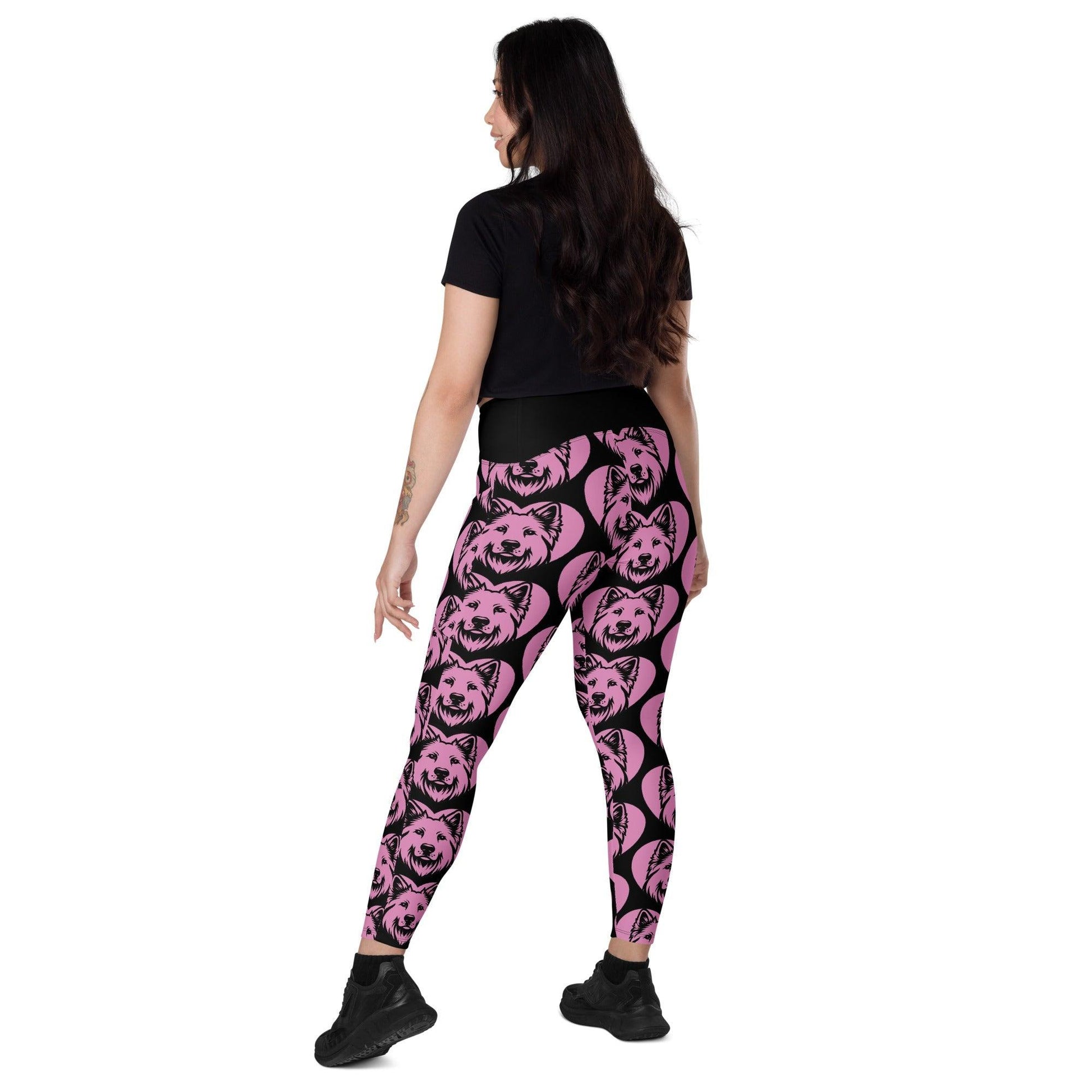 DOG BREED LEGGINGS with pockets - WHITE SHEPHERD - HERTTAHOUND - pink | SHALMIAK