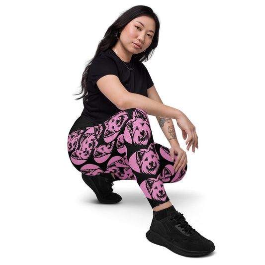 DOG BREED LEGGINGS with pockets - WHITE SHEPHERD - HERTTAHOUND - pink | SHALMIAK