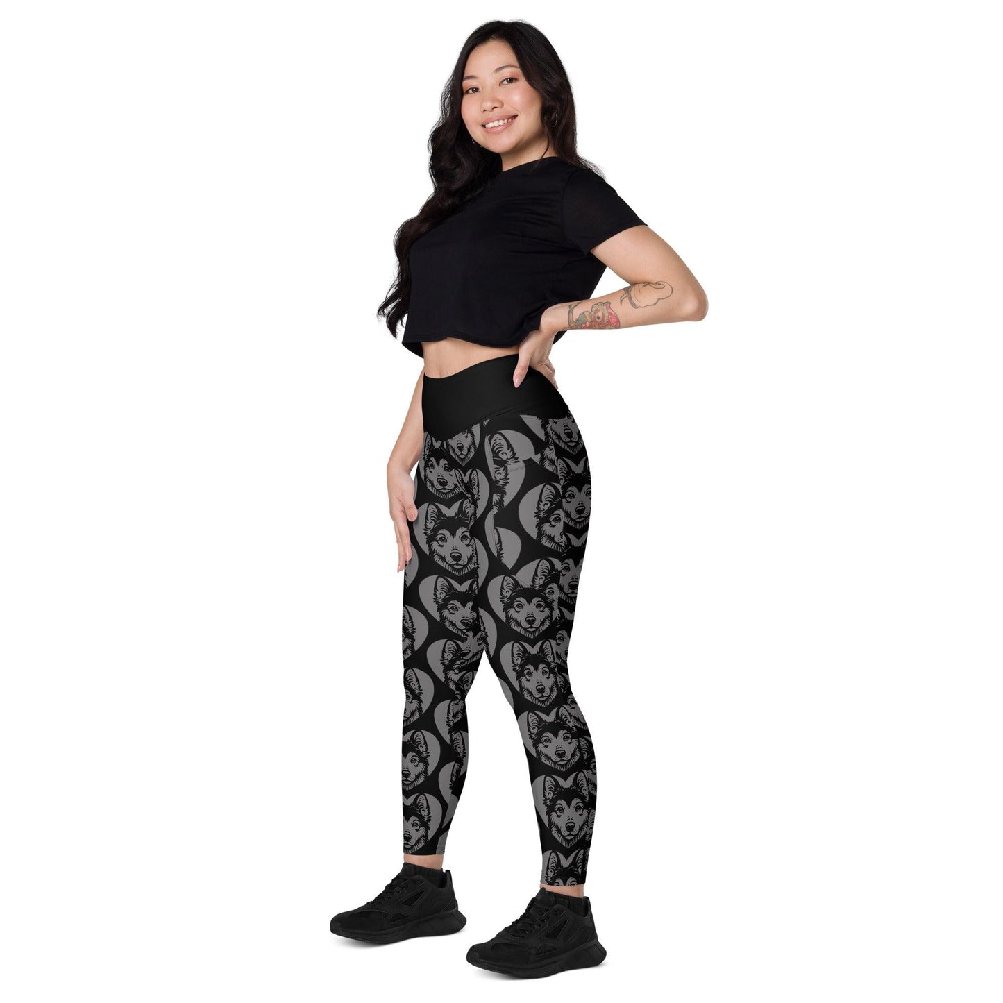 DOG BREED LEGGINGS with pockets - YAKUTIAN LAIKA - HERTTAHOUND - grey | SHALMIAK