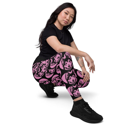 DOG BREED LEGGINGS with pockets - YAKUTIAN LAIKA - HERTTAHOUND - pink | SHALMIAK