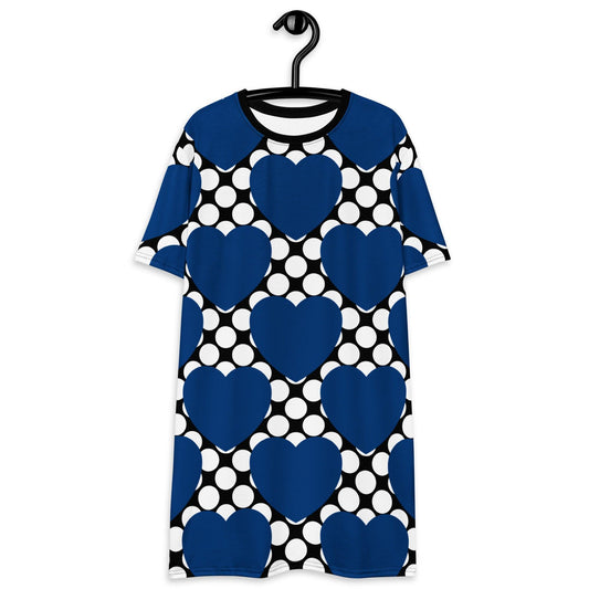 ELLIE LOVE DOT blue black - T-Shirt Dress | SHALMIAK
