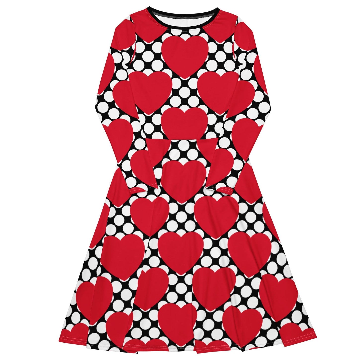 ELLIE LOVE DOT red black - Midi Dress With Pockets | SHALMIAK
