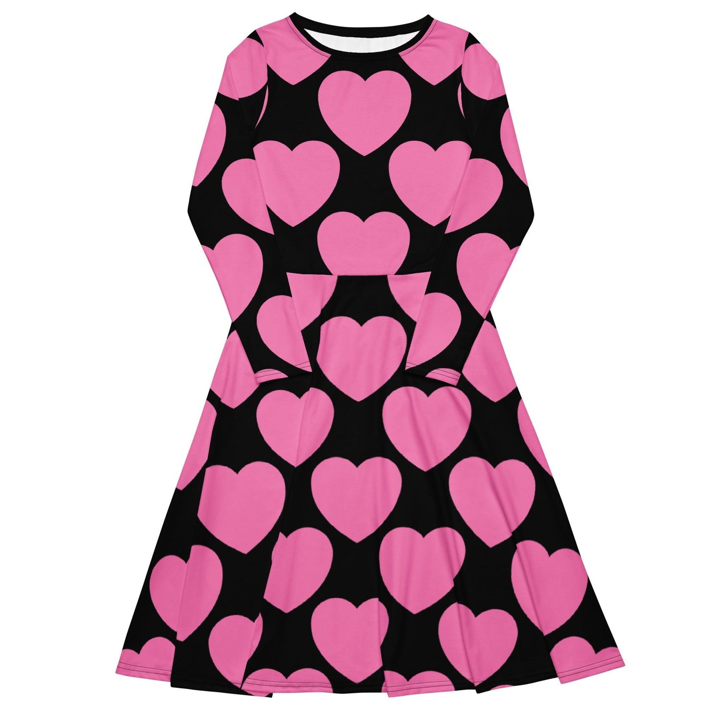 ELLIE LOVE pink black - Midi Dress With Pockets | SHALMIAK