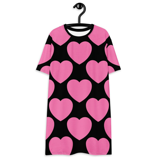 ELLIE LOVE pink black - T-Shirt Dress | SHALMIAK