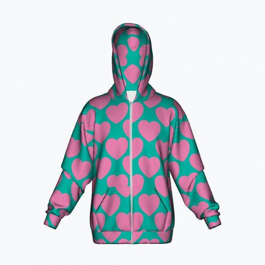 ELLIE LOVE pink mint - Cotton Zipper Hoodie | SHALMIAK