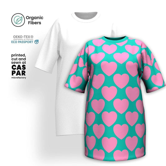 ELLIE LOVE pink mint - Organic Cotton T-Shirt Dress | SHALMIAK