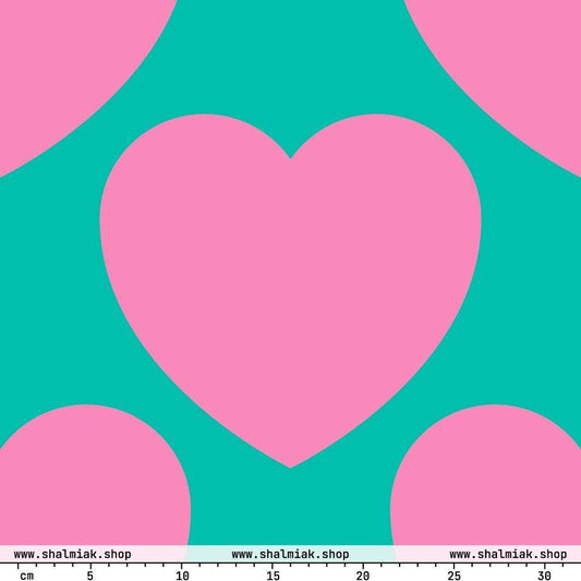 Fabric - ELLIE LOVE pink mint XL - Bold Heart Print