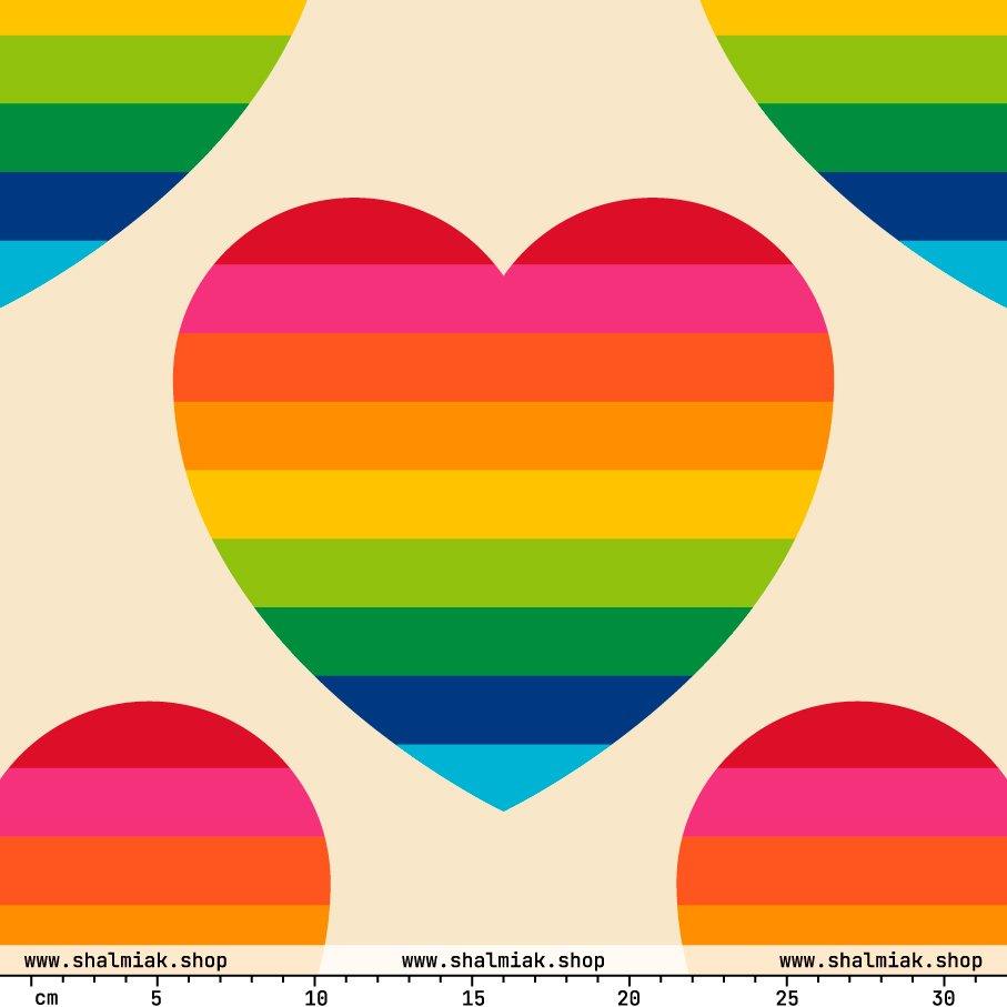 Fabric - ELLIE LOVE rainbow XL - Bold Heart Print