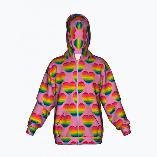 ELLIE LOVE rainbow pink - Cotton Zipper Hoodie | SHALMIAK