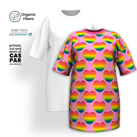 ELLIE LOVE rainbow pink - Organic Cotton T-Shirt Dress | SHALMIAK