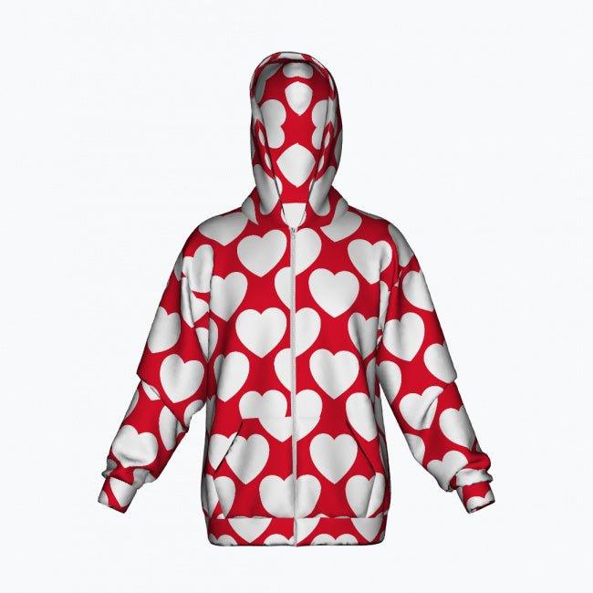 ELLIE LOVE red white - Cotton Zipper Hoodie | SHALMIAK