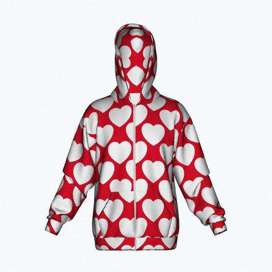 ELLIE LOVE red white - Cotton Zipper Hoodie | SHALMIAK