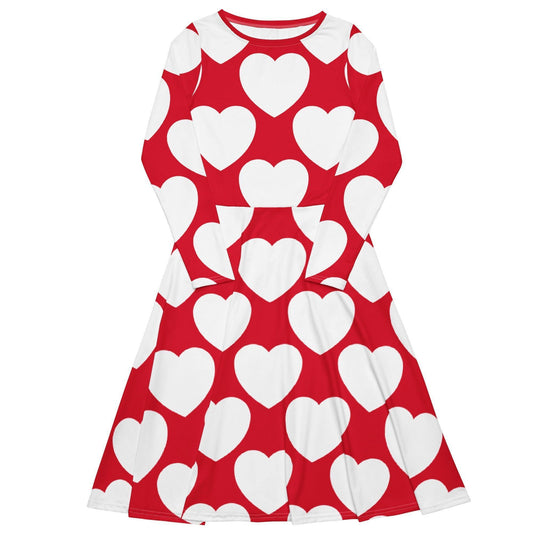 ELLIE LOVE red white - Midi Dress With Pockets | SHALMIAK