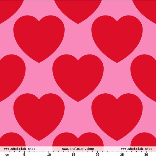 Fabric - ELLIE LOVE red - Bold Heart Print