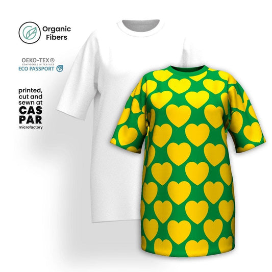 ELLIE LOVE yellow green - Organic Cotton T-Shirt Dress | SHALMIAK