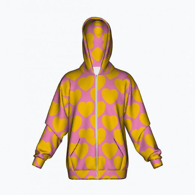ELLIE LOVE yellow pink - Cotton Zipper Hoodie | SHALMIAK
