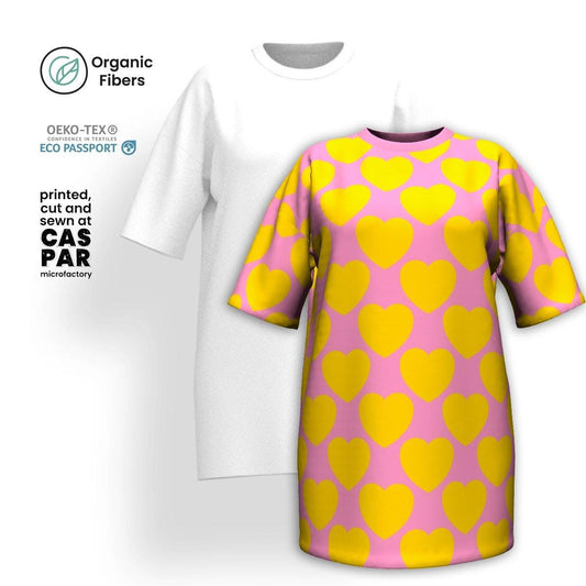 ELLIE LOVE yellow pink - Organic Cotton T-Shirt Dress | SHALMIAK