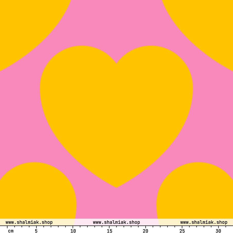 Fabric - ELLIE LOVE yellow pink XL - Bold Heart Print