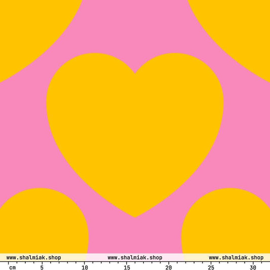 Fabric - ELLIE LOVE yellow pink XL - Bold Heart Print