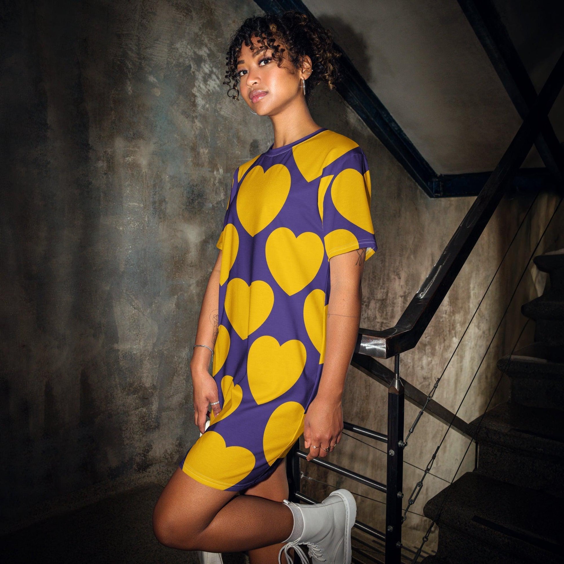 ELLIE LOVE yellow purple - T-Shirt Dress | SHALMIAK