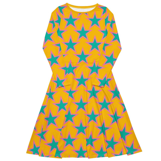 ELLIE STAR yellow - Midi Dress With Pockets | SHALMIAK