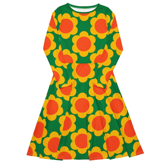 ELLIE green - Midi Dress With Pockets | SHALMIAK