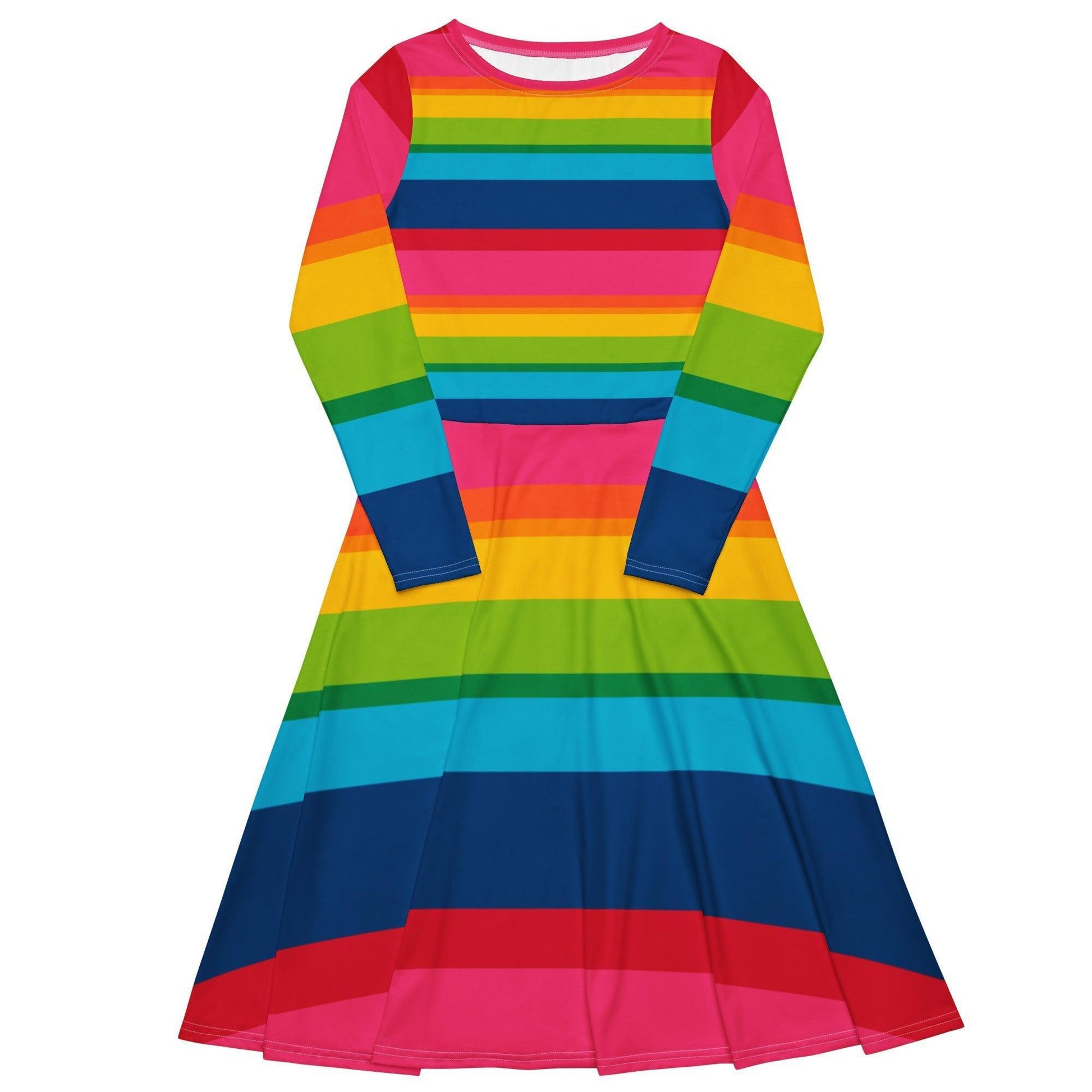 ELLIE rainbow stripe - Midi Dress With Pockets | SHALMIAK