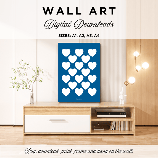 DIGITAL WALL ART - ELLIE LOVE blue white | SHALMIAK
