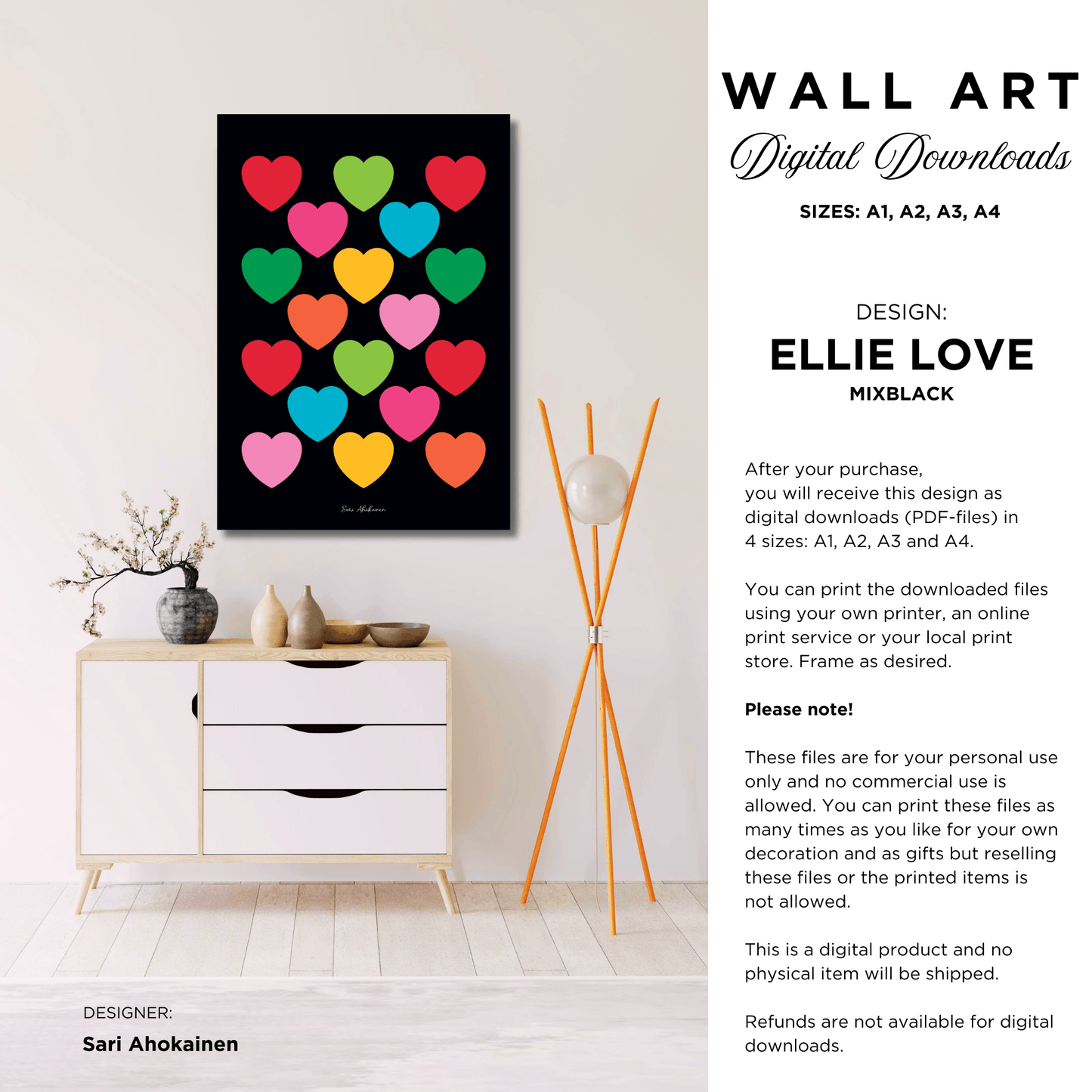 DIGITAL WALL ART - ELLIE LOVE mixblack