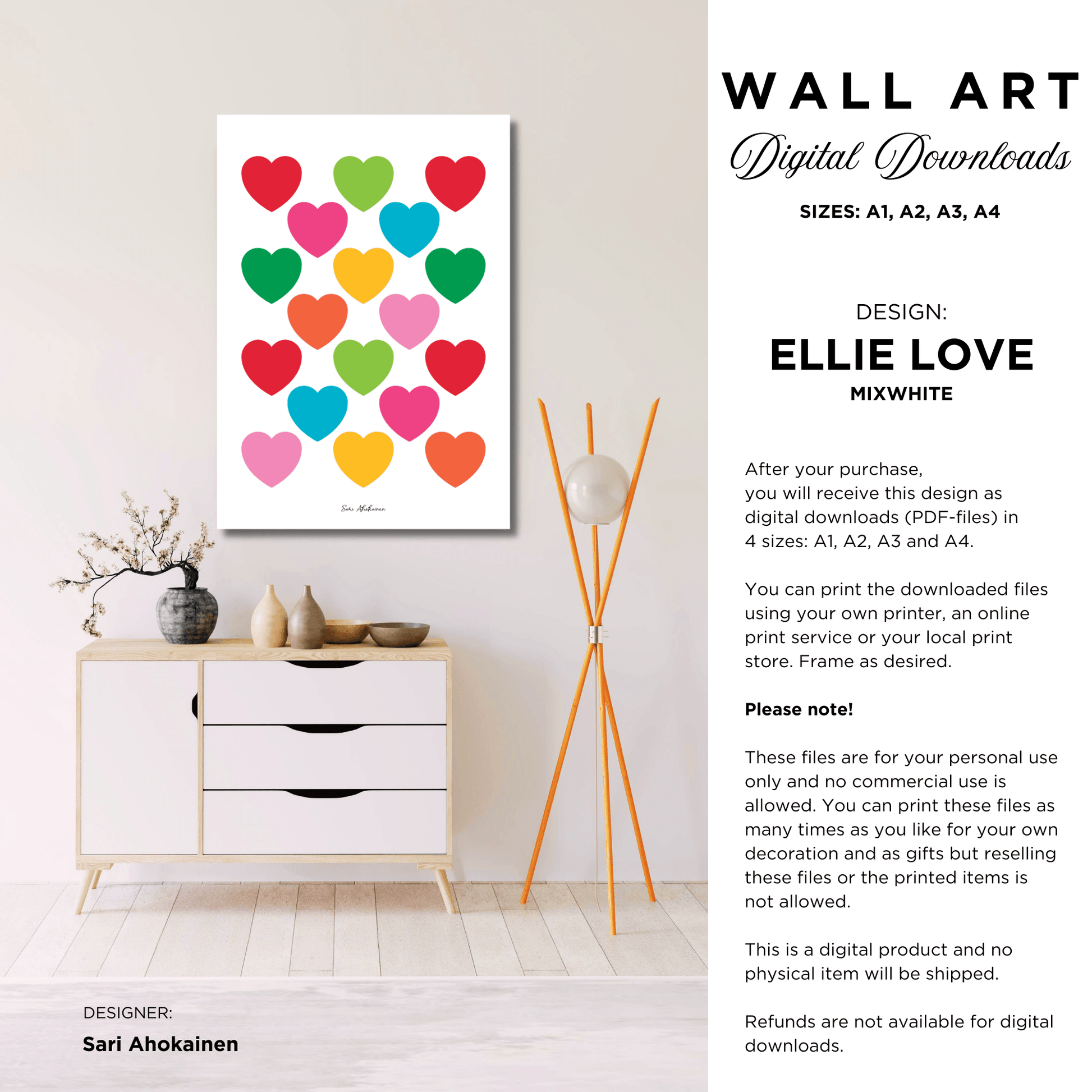 DIGITAL WALL ART - ELLIE LOVE mixwhite