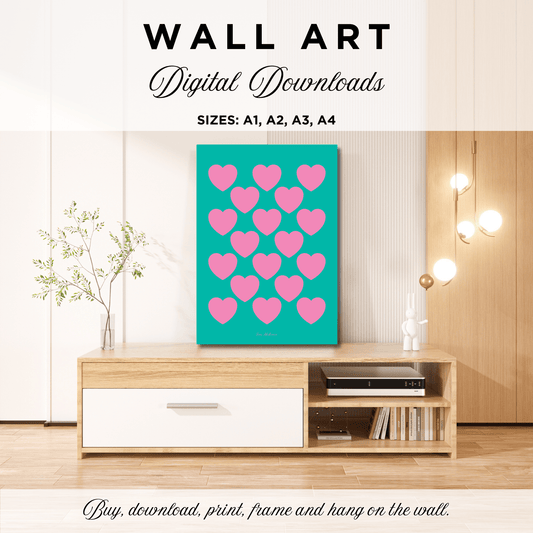 DIGITAL WALL ART - ELLIE LOVE pink mint | SHALMIAK