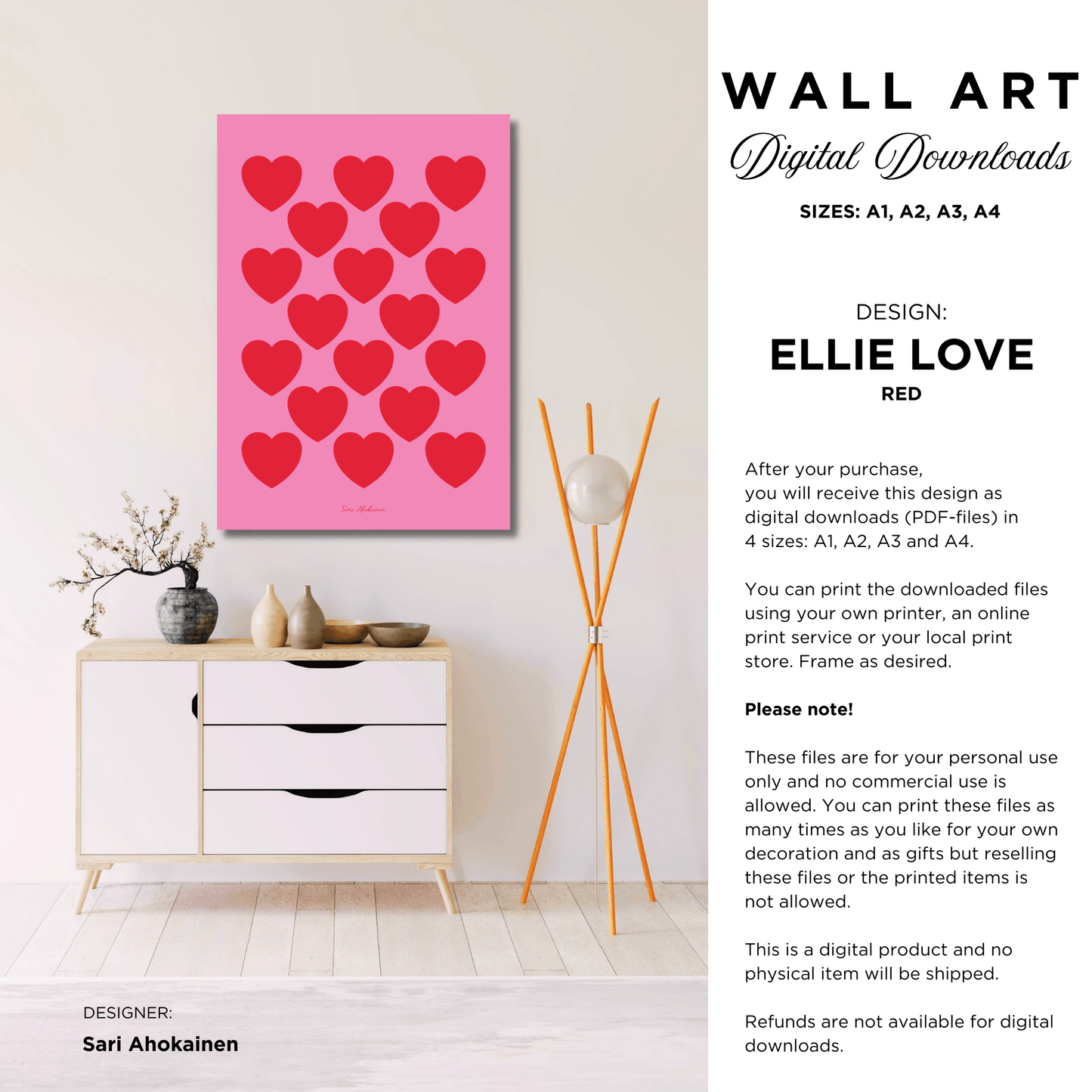 DIGITAL WALL ART - ELLIE LOVE red | SHALMIAK