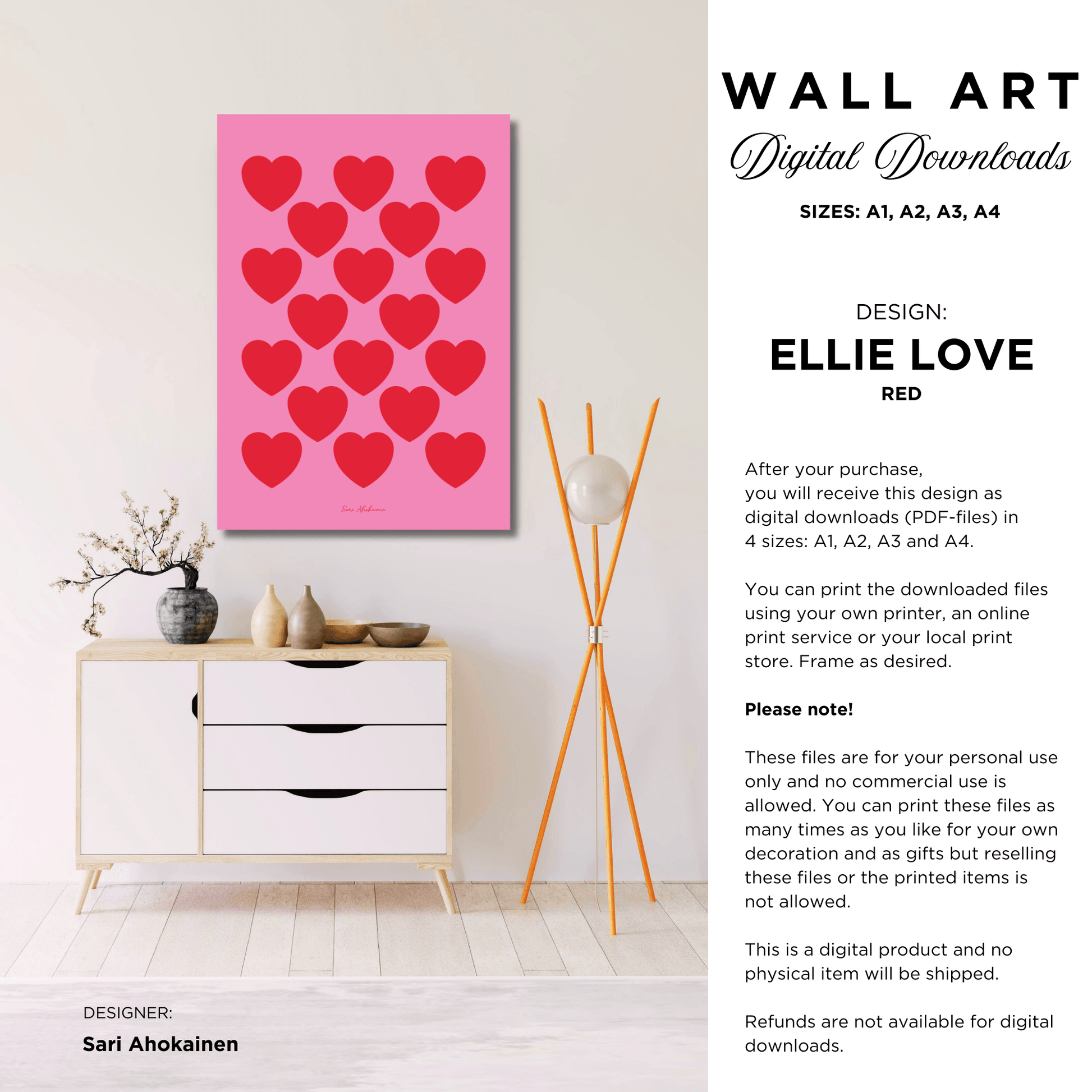 DIGITAL WALL ART - ELLIE LOVE red | SHALMIAK
