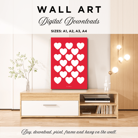 DIGITAL WALL ART - ELLIE LOVE red white | SHALMIAK