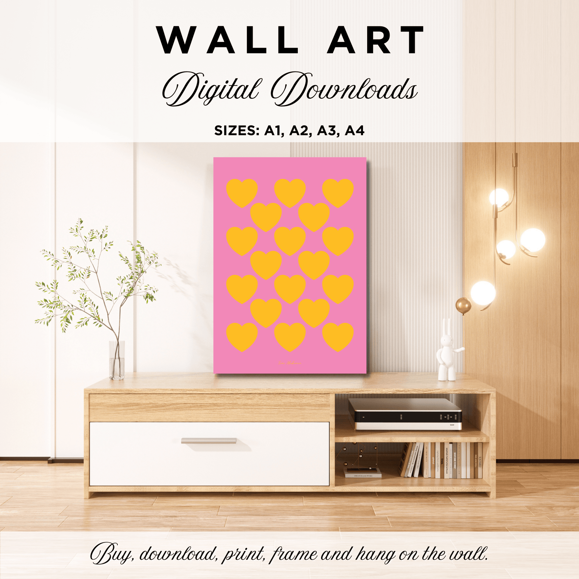 DIGITAL WALL ART - ELLIE LOVE yellow pink | SHALMIAK