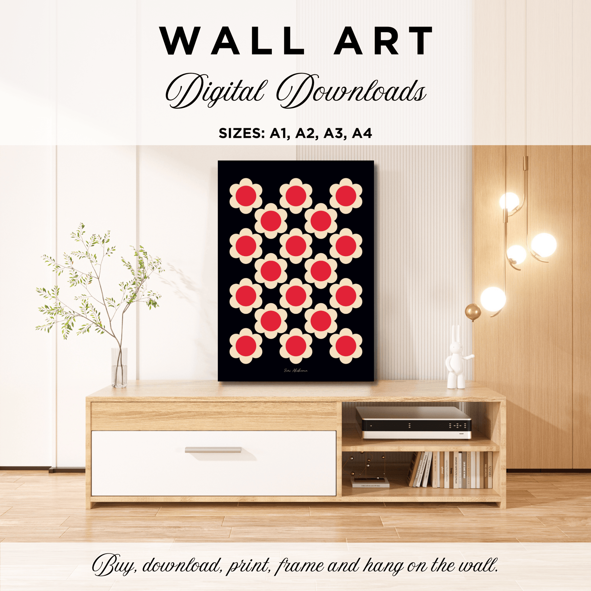 DIGITAL WALL ART - ELLIE red black | SHALMIAK