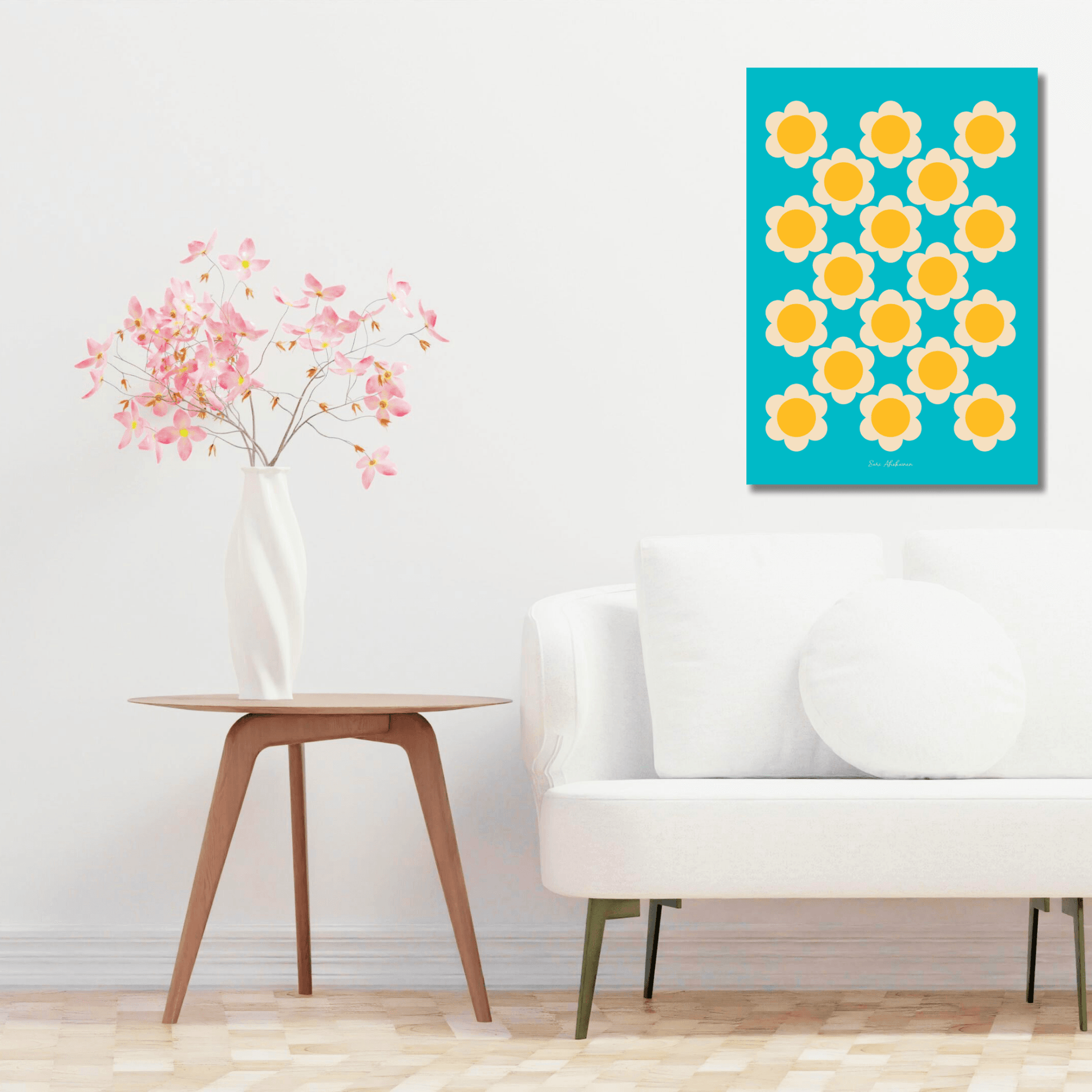 DIGITAL WALL ART - ELLIE yellow turquoise
