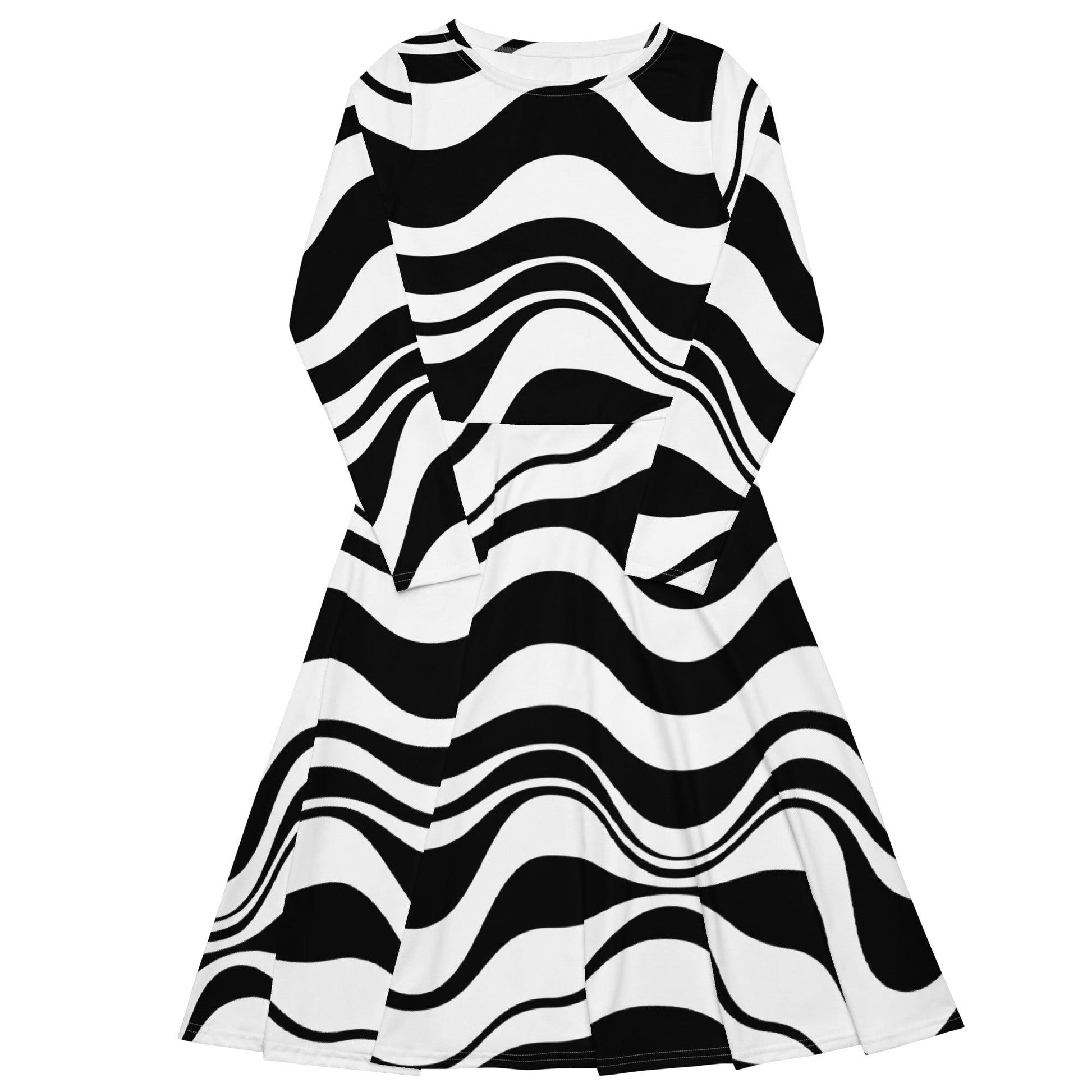 ENERGY WAVES black - Midi Dress With Pockets | SHALMIAK