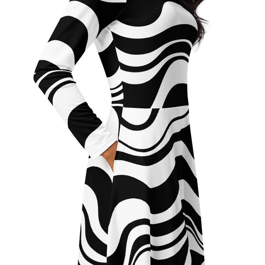 ENERGY WAVES black - Midi Dress With Pockets | SHALMIAK