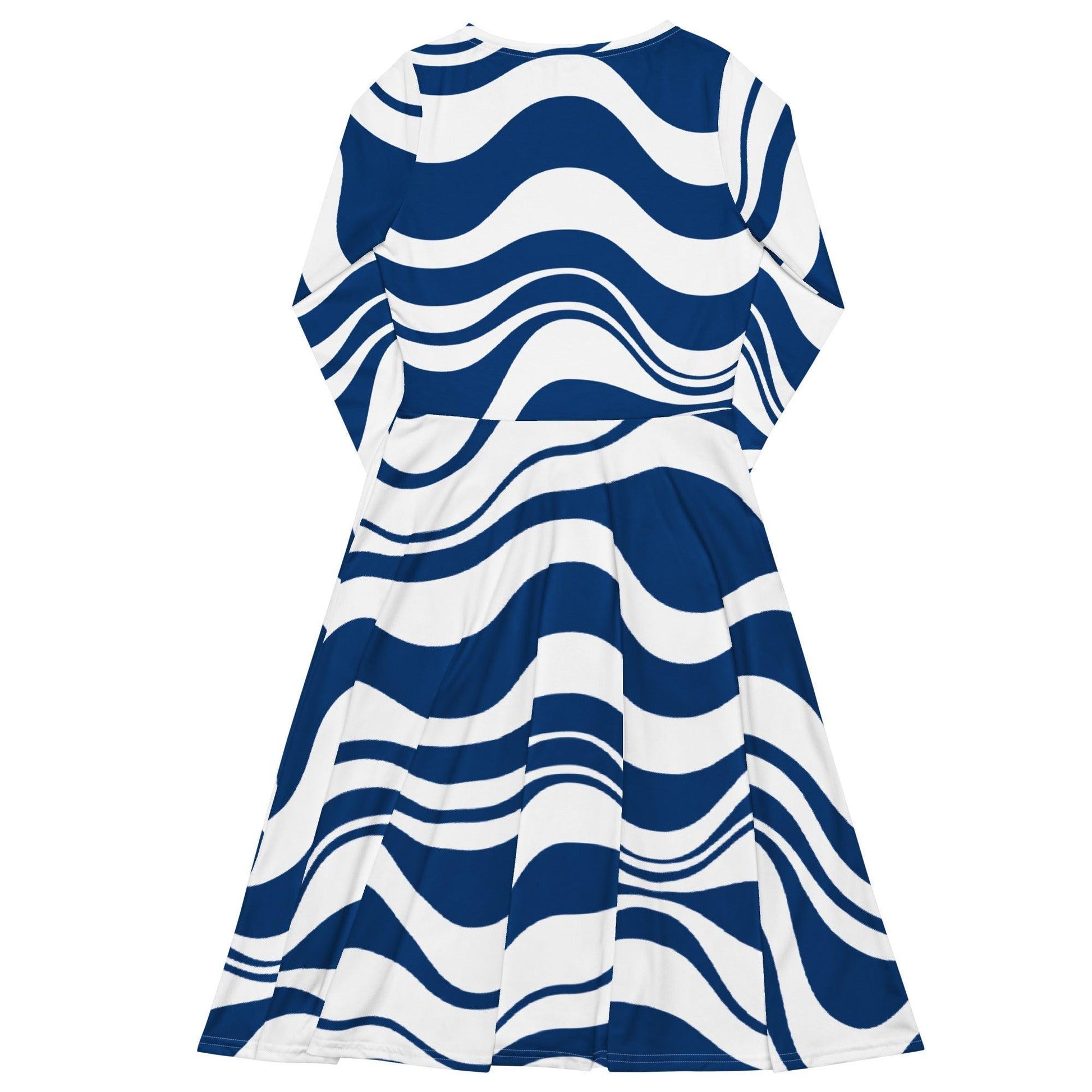 ENERGY WAVES blue - Midi Dress With Pockets | SHALMIAK