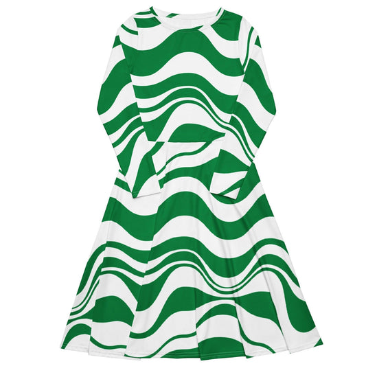 ENERGY WAVES green - Midi Dress With Pockets | SHALMIAK