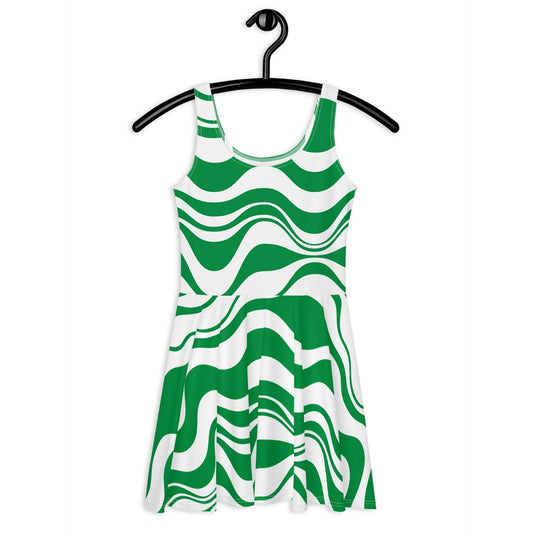 ENERGY WAVES green - Skater Dress | SHALMIAK