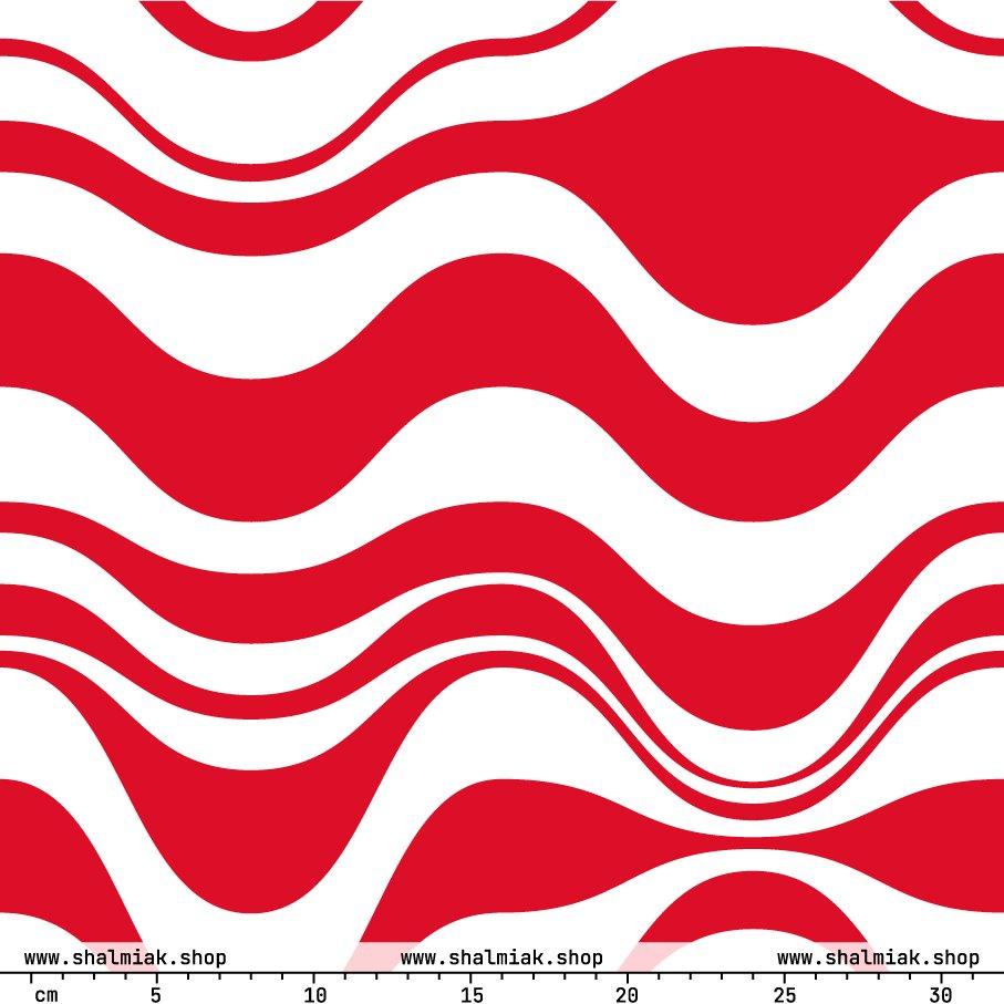 Fabric - ENERGY WAVES red - Wavy stripe print