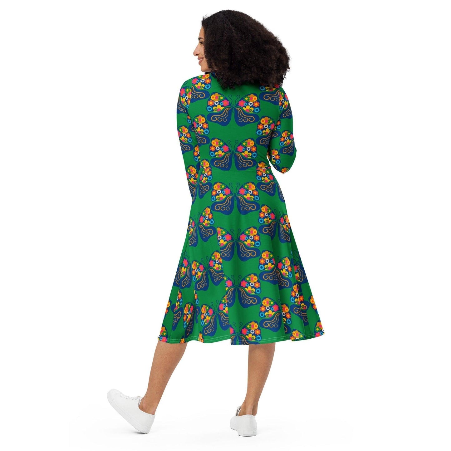 FAB FLOVERYFLY green - Midi Dress With Pockets | SHALMIAK