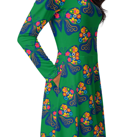 FAB FLOVERYFLY green - Midi Dress With Pockets | SHALMIAK